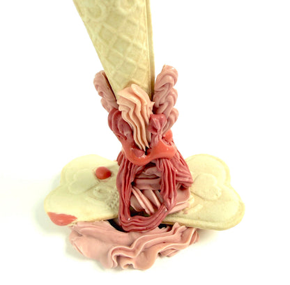 Pink Frill Teddy Vase & Candlestick by Anna Barlow