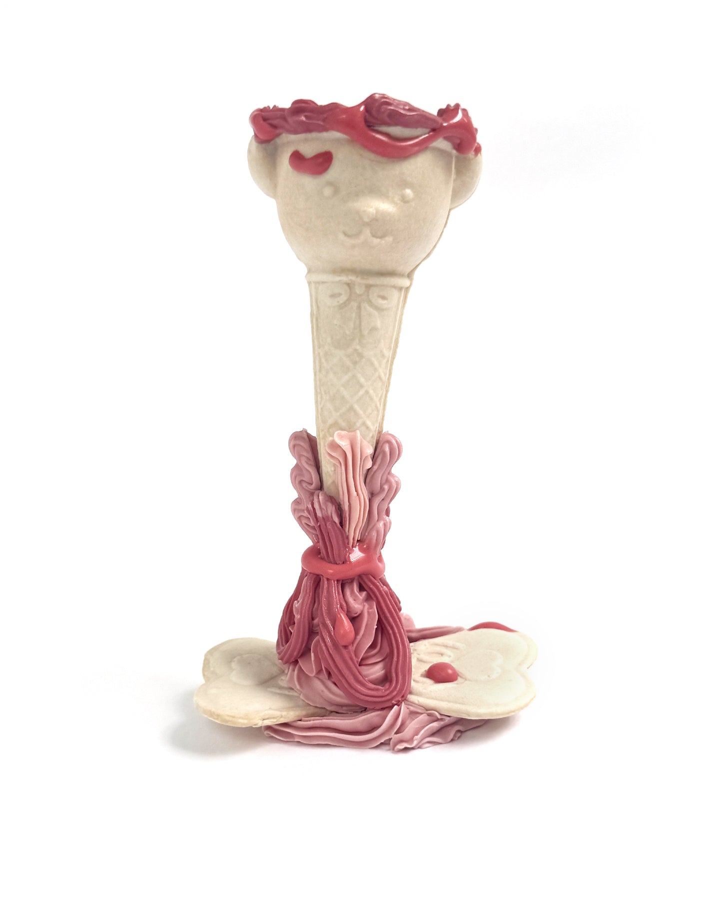 Pink Frill Teddy Vase & Candlestick by Anna Barlow
