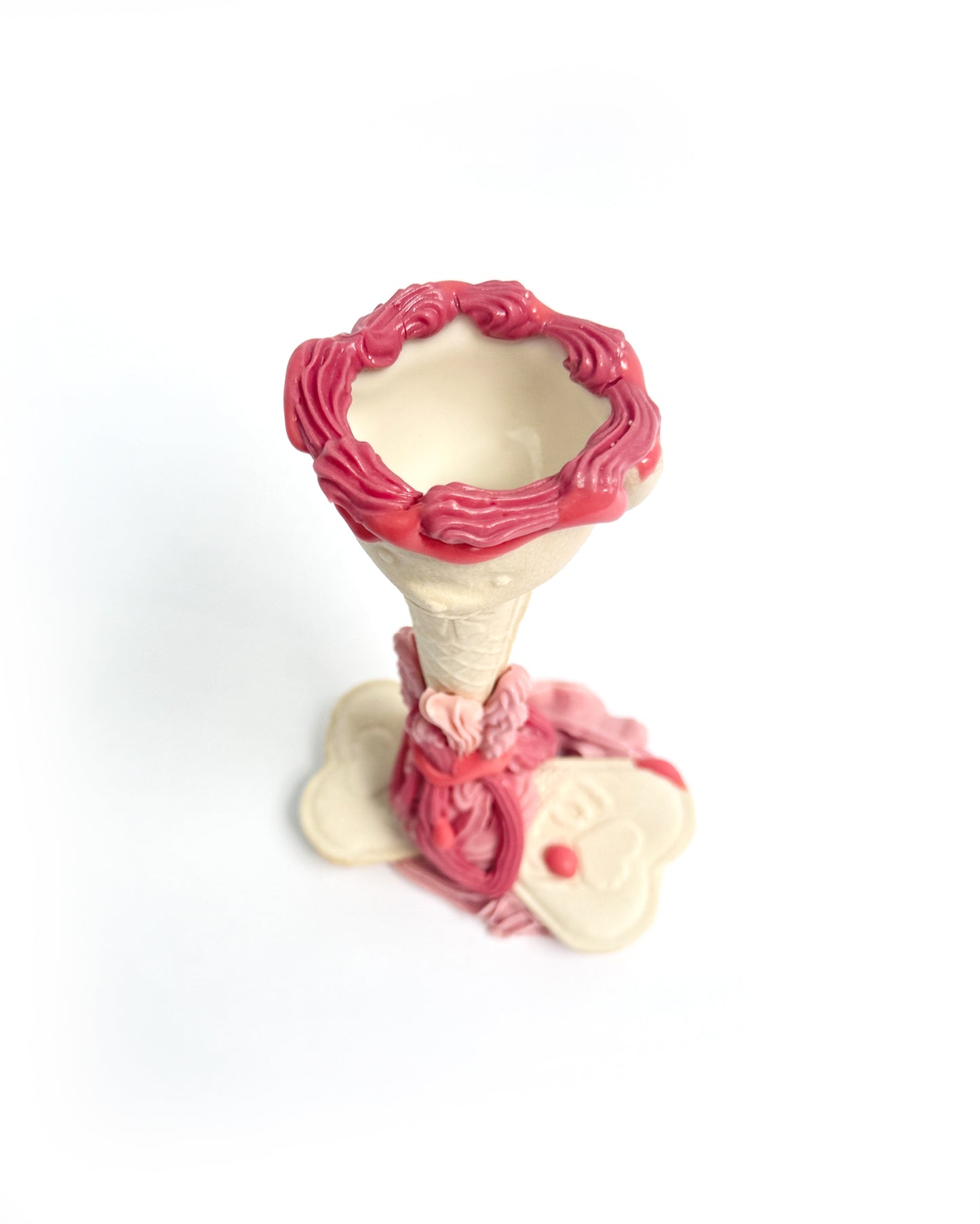 Pink Frill Teddy Vase & Candlestick by Anna Barlow