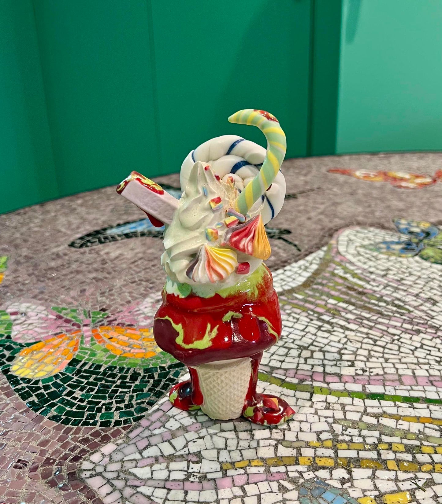 Pistachio Blackcurrant KitKat Cup Cone, Contemporary Ceramic Sculpture by Anna Barlow