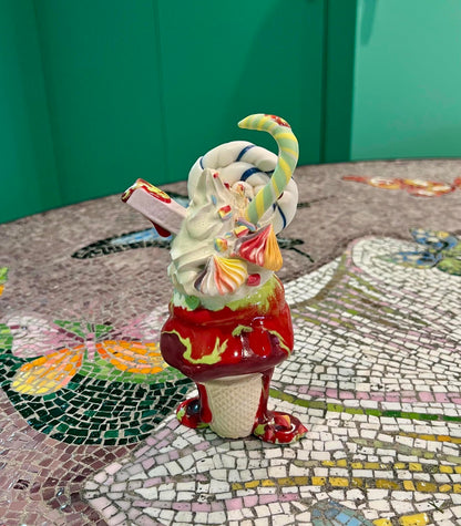 Pistachio Blackcurrant KitKat Cup Cone, Contemporary Ceramic Sculpture by Anna Barlow