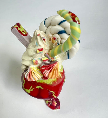 Pistachio Blackcurrant KitKat Cup Cone, Contemporary Ceramic Sculpture by Anna Barlow