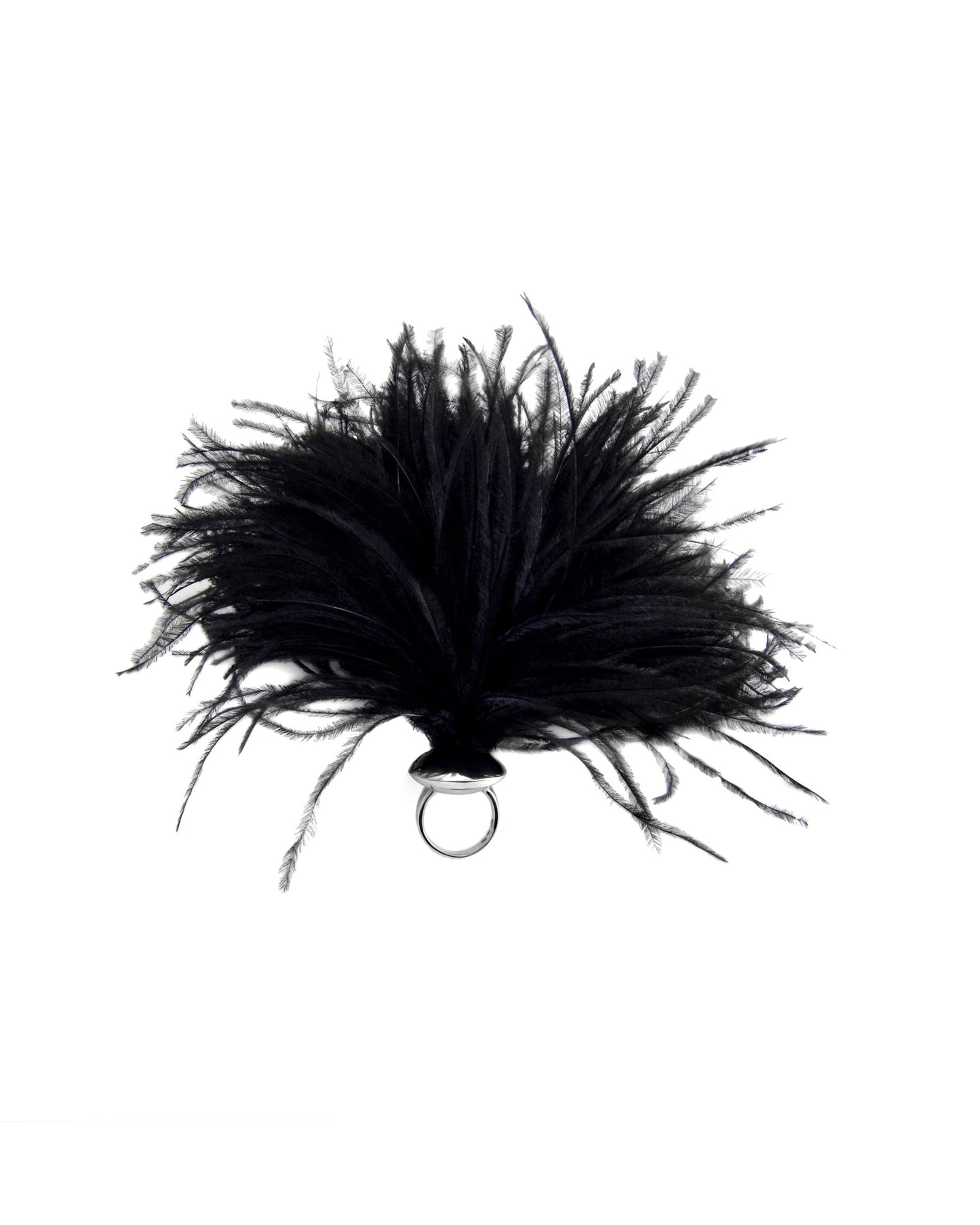 Ostrich Feather Puff Black Ring - Sterling Silver 925 by Betony Vernon