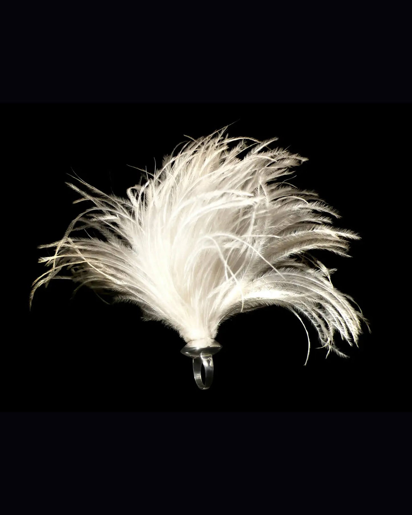 Ostrich Feather Puff White Ring - Sterling Silver 925 by Betony Vernon