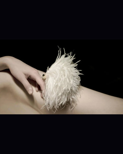 Ostrich Feather Puff White Ring - Sterling Silver 925 by Betony Vernon