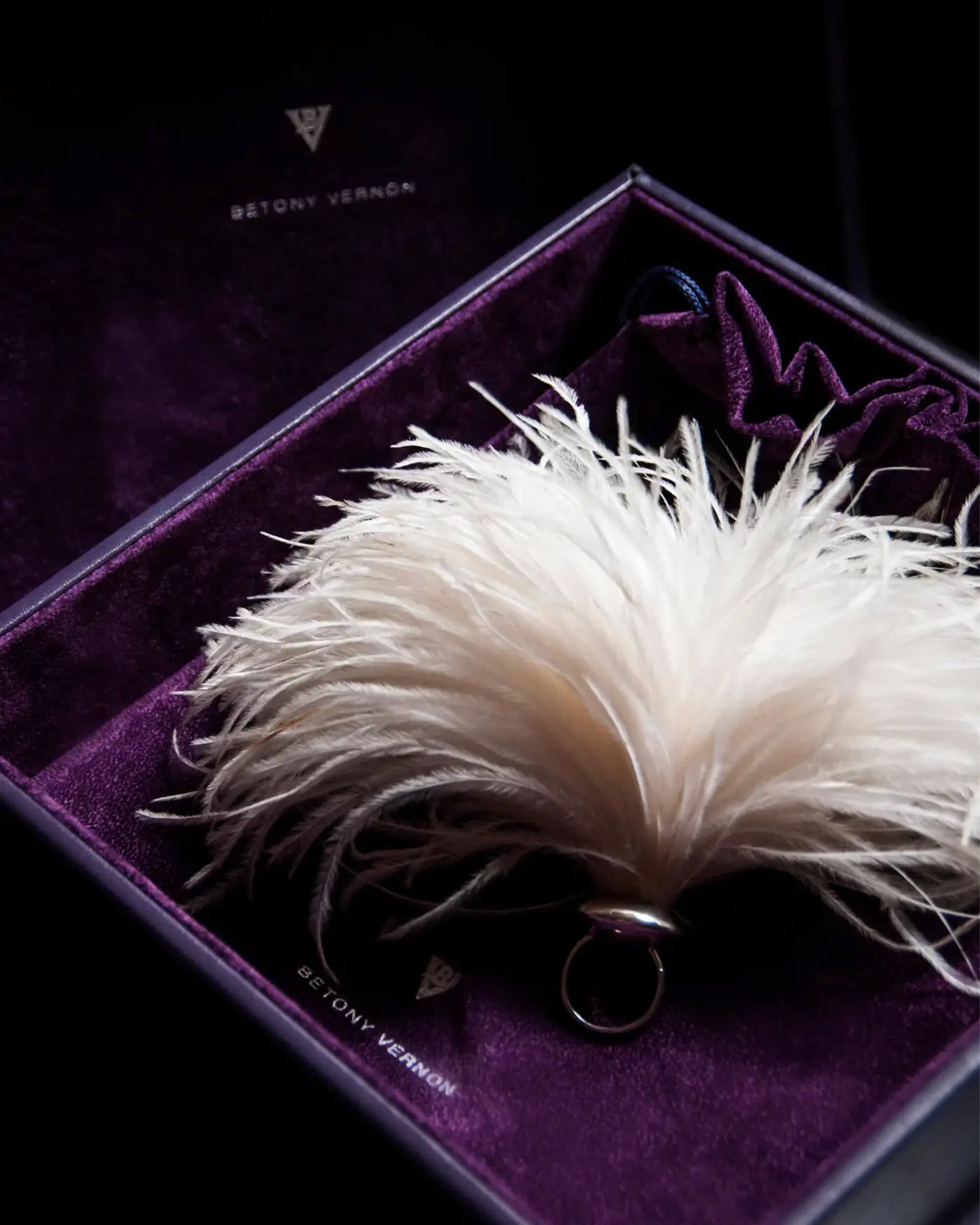 Ostrich Feather Puff White Ring - Sterling Silver 925 by Betony Vernon