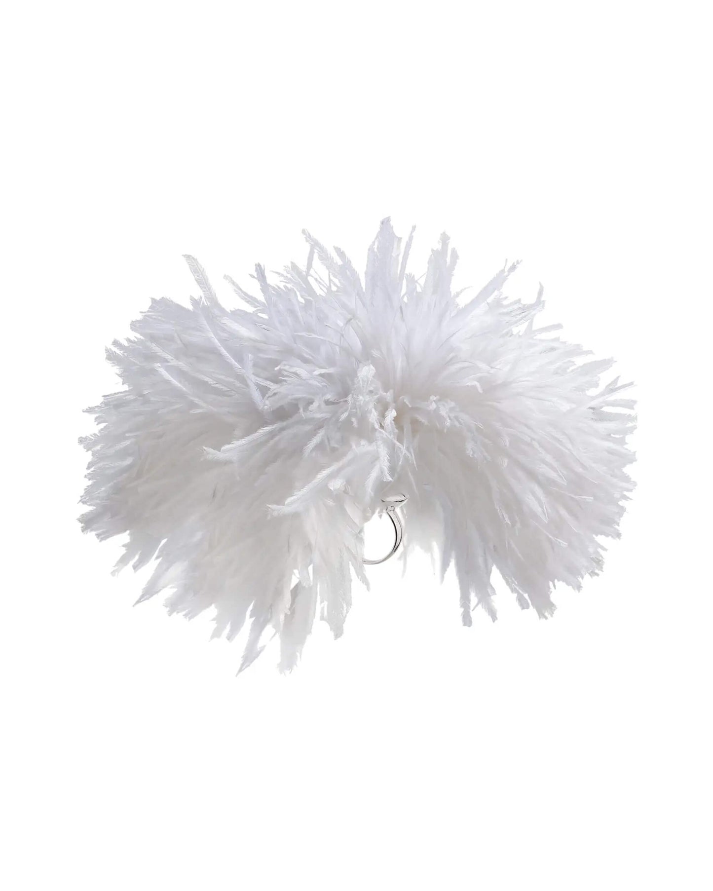 Ostrich Feather Puff White Ring - Sterling Silver 925 by Betony Vernon