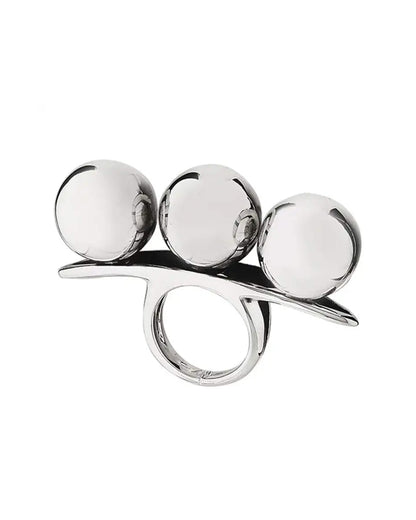 Three Sphere Massage Ring in Sterling Silver 925 by BETONY VERNON