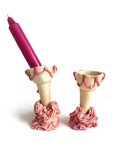 Strawberry Swirly Sugar Vases - Candlesticks by Anna Barlow