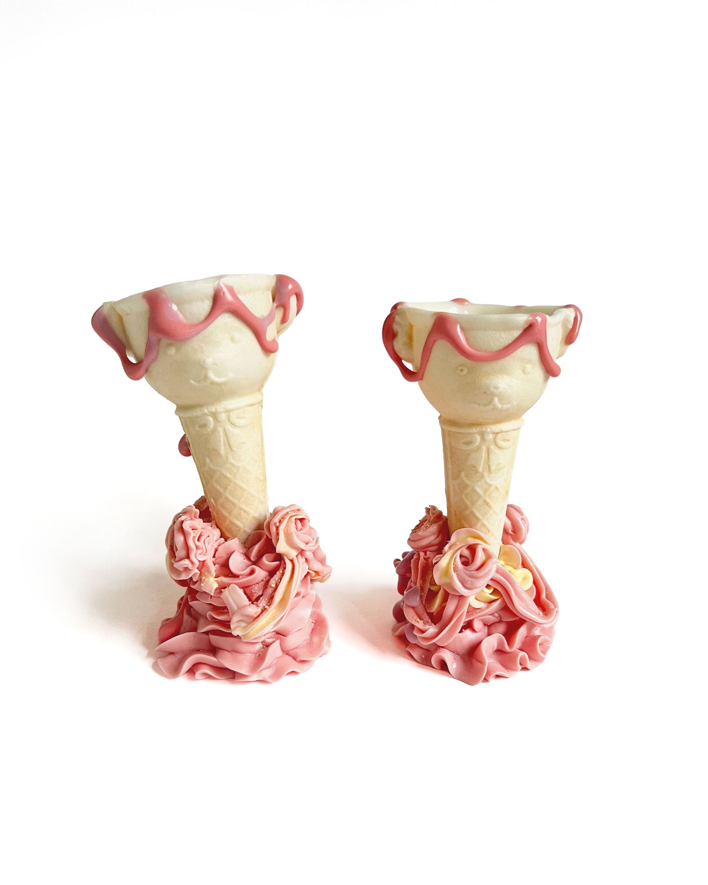 Strawberry Swirly Sugar Vases - Candlesticks by Anna Barlow