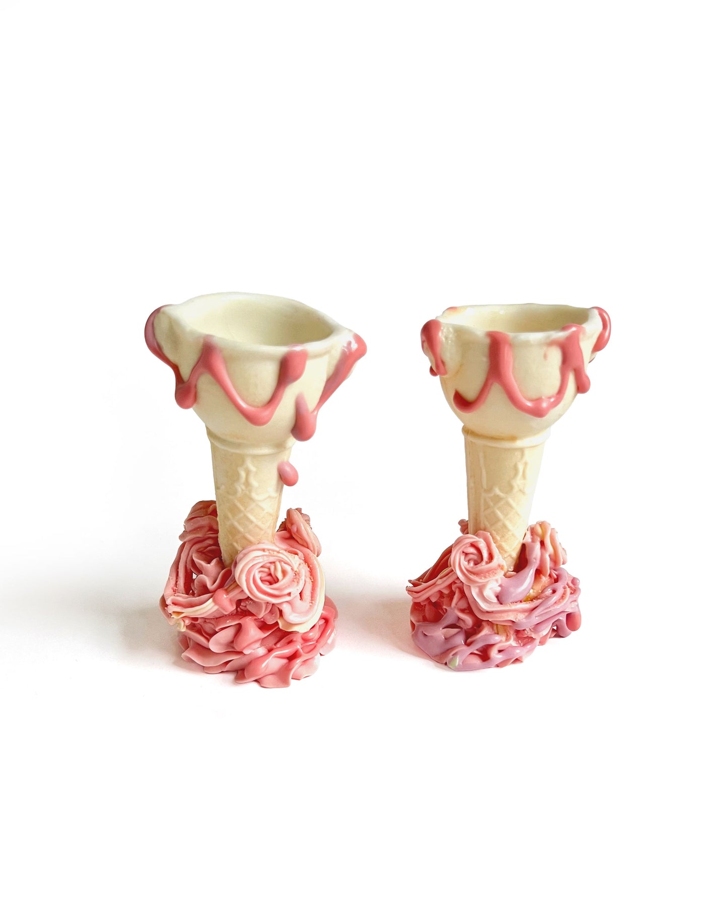Strawberry Swirly Sugar Vases - Candlesticks by Anna Barlow